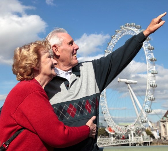 A senior couple enjoying a day out together